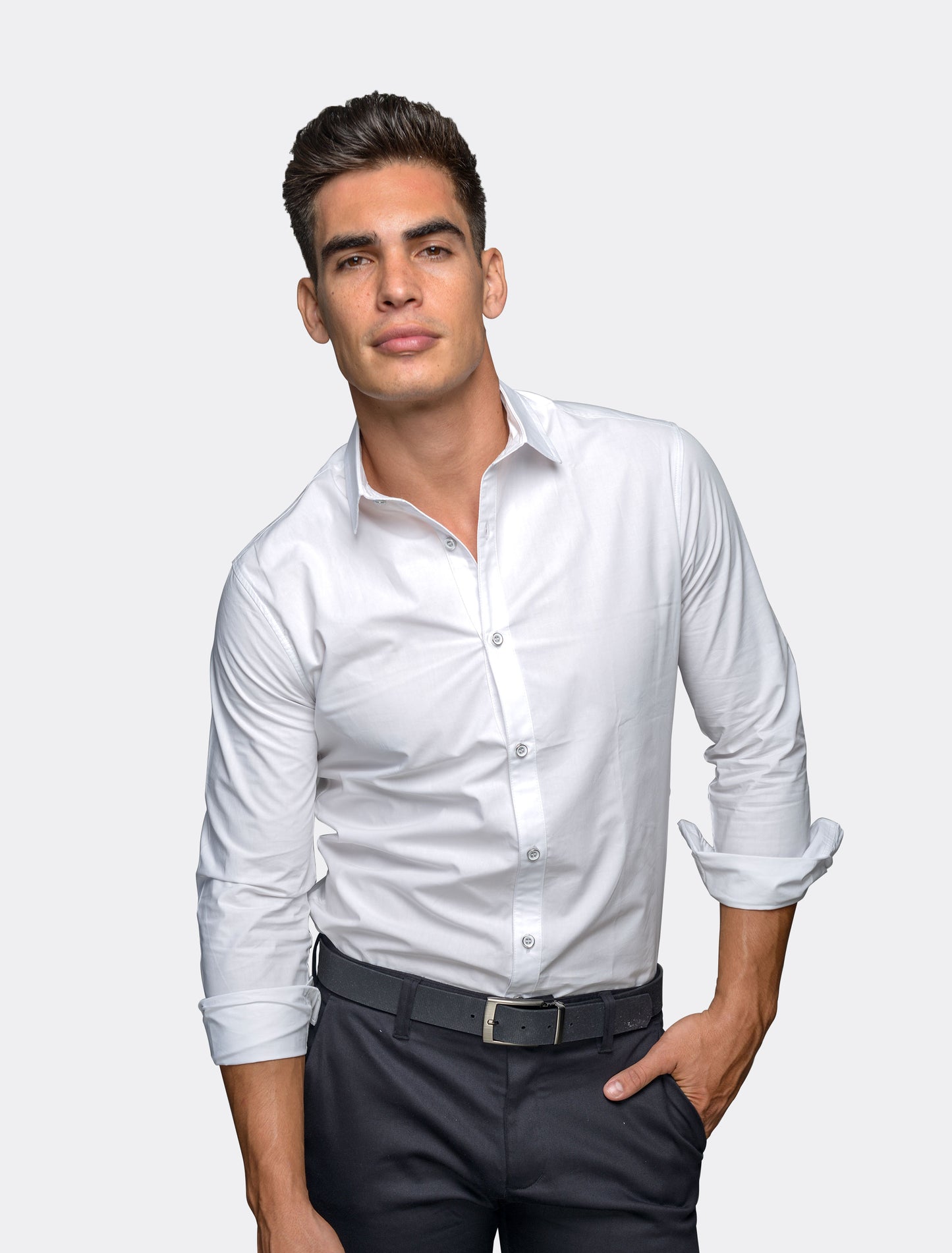 Camisa Cotton Basic Elite Blanca Manga Larga