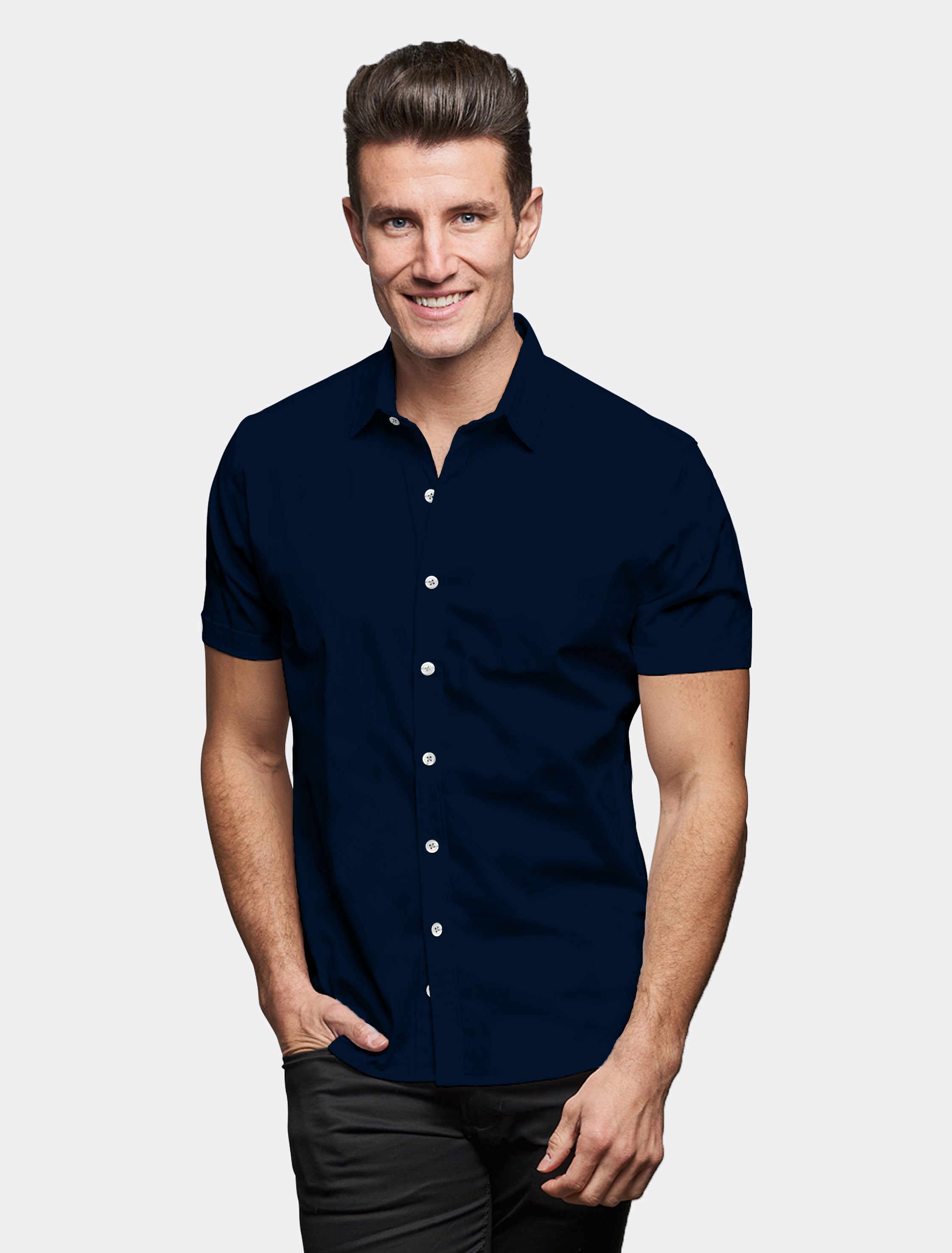 Camisa Cotton Basic Elite M C Color Azul Petroleo Rich Marbert